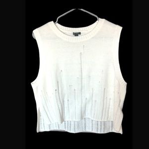 Wild Fable White Knitted Sweater Tank Top Vest Size 1X